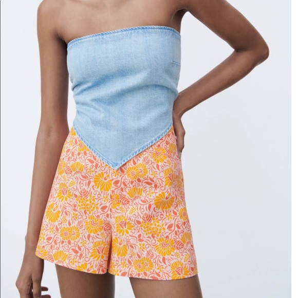 Zara printed linen blend shorts - Picture 3 of 5